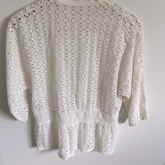 Tibi White Cut Out Button Up Blouse - Picture 6 of 8